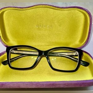 Black Gucci bold & classic black full-rim frame eyeglasses w/ signature Gucci